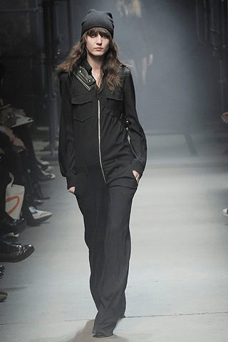 black cotton long-sleeve collared fitted zippered pockets jumpsuit