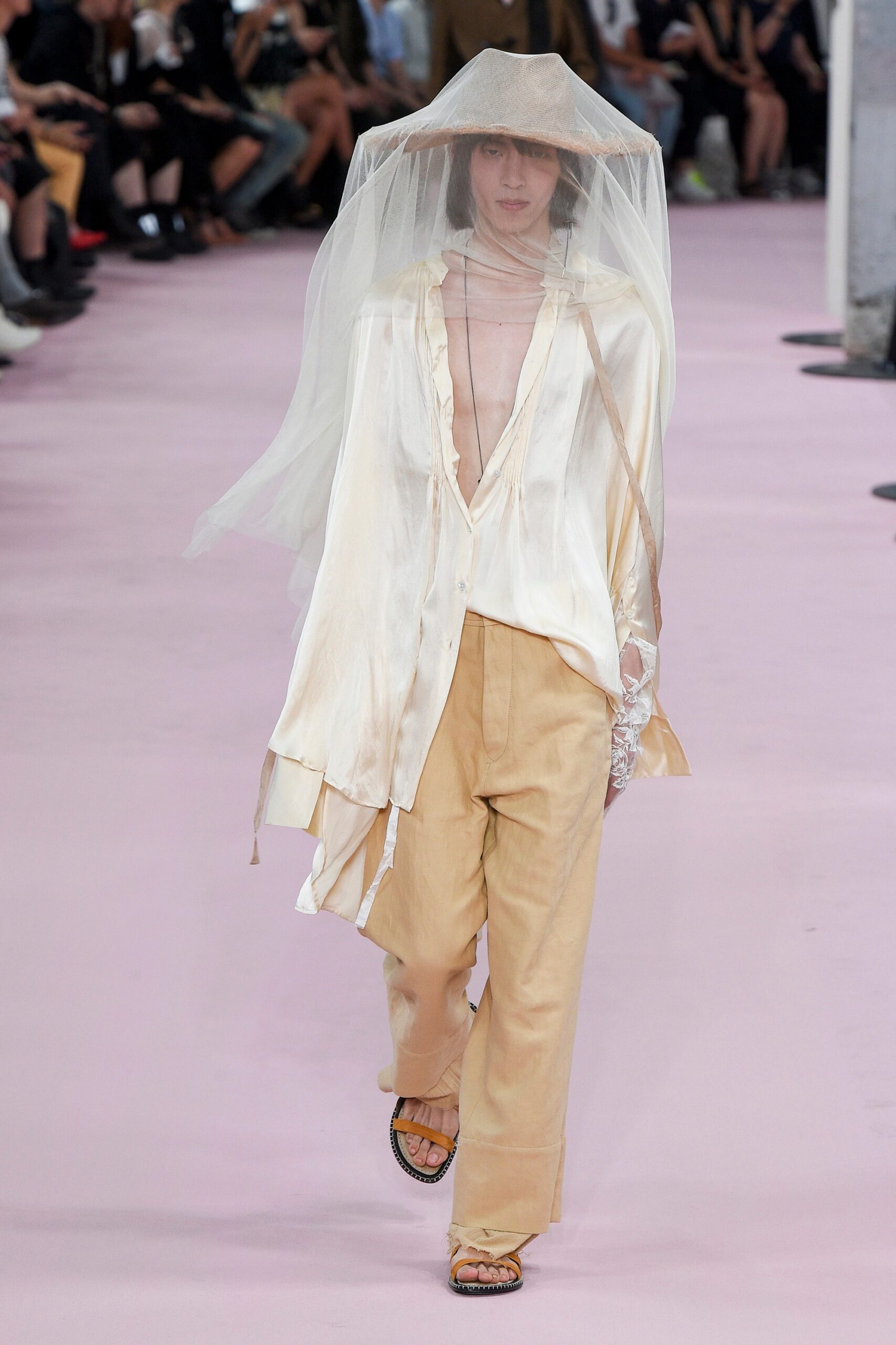 ivory silk long-sleeve collared relaxed buttoned sheer shirt