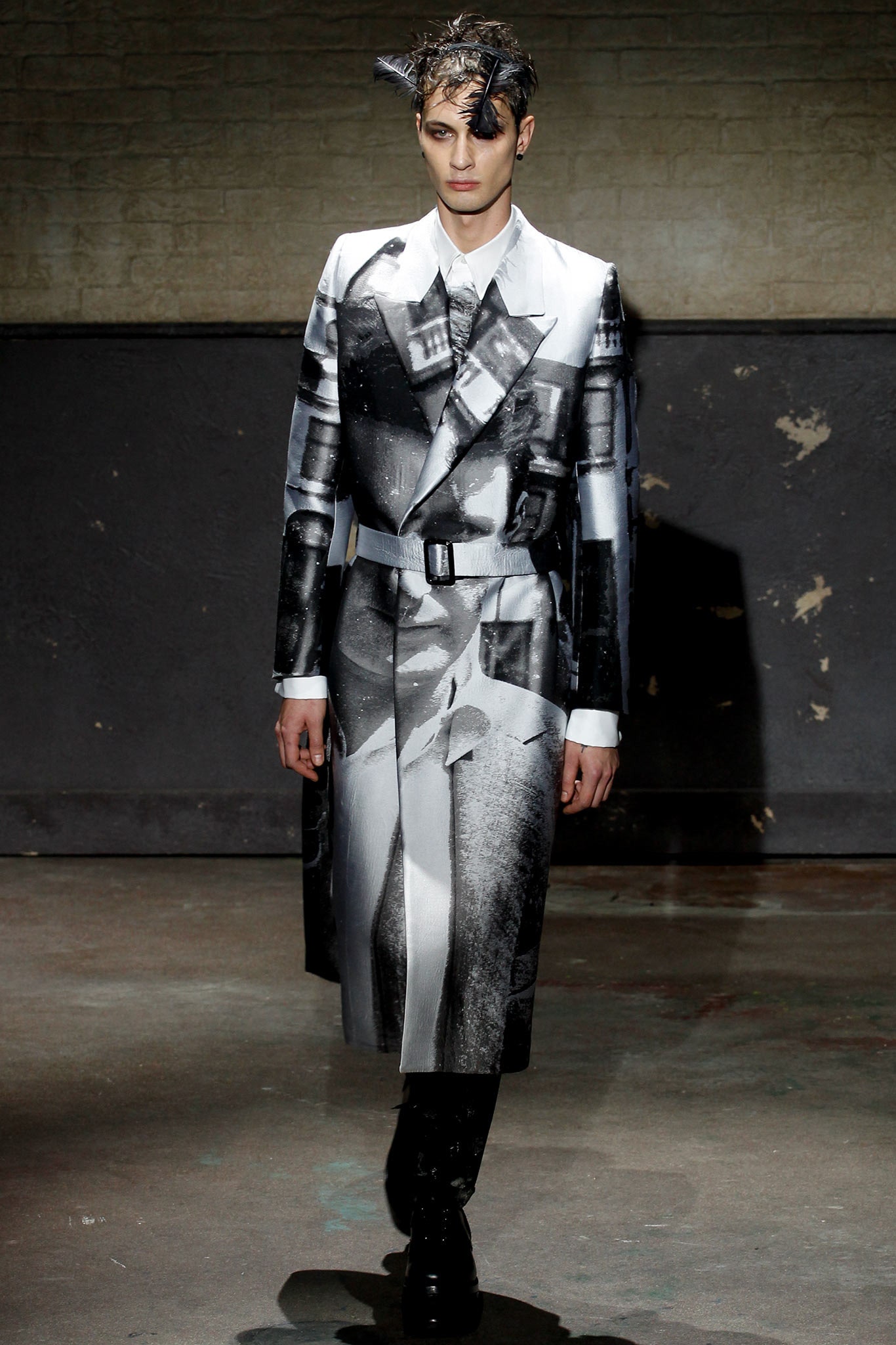 black and white printed coat