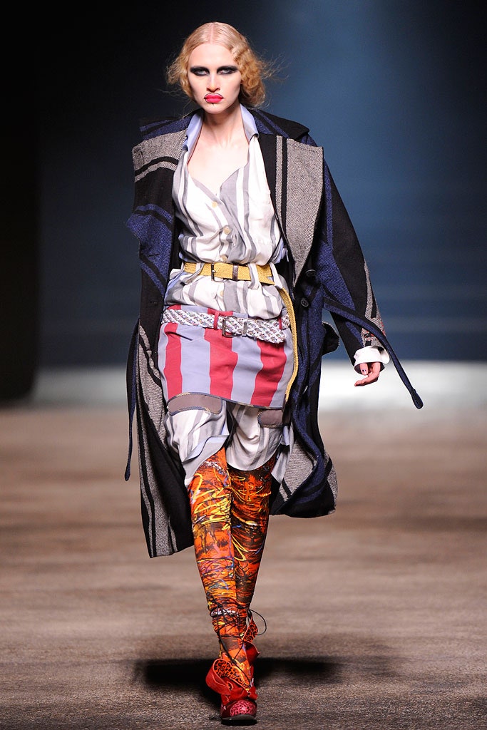 blue wool long-sleeve collared relaxed striped layered coat