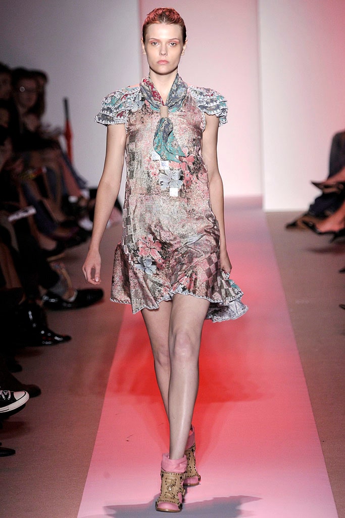 multi-colored silk ruffled dress