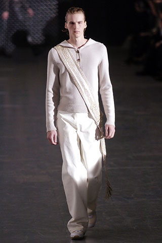 white fitted sweater with relaxed pants