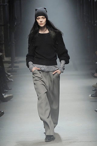 black relaxed sweater gray pants