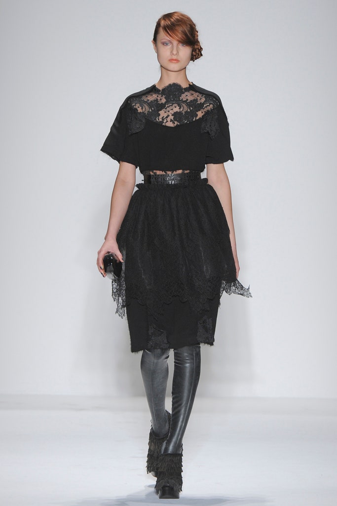 black lace midi dress with boots
