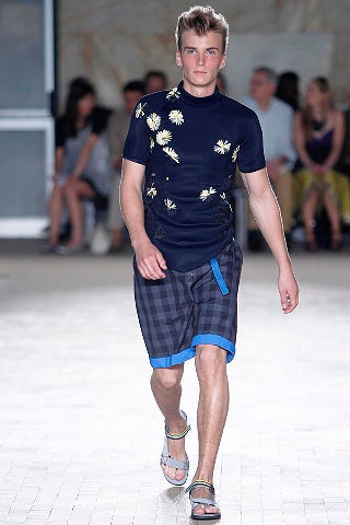 blue printed shirt with shorts