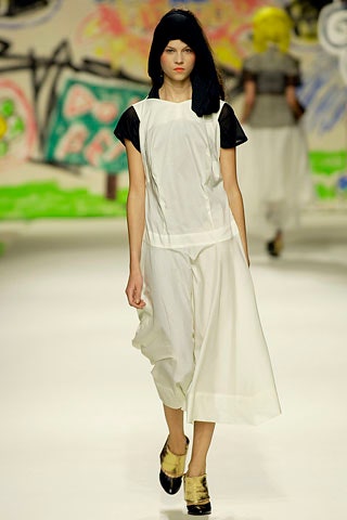 white cotton short-sleeve square-neck relaxed layered wide-leg dress