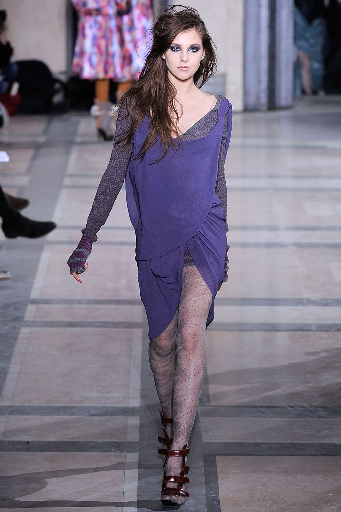 fitted purple silk mini dress