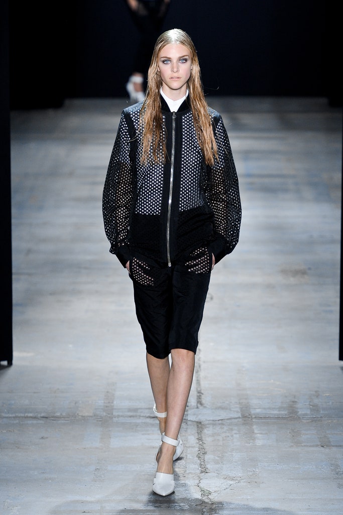 black cotton long-sleeve collared fitted zippered layered jacket