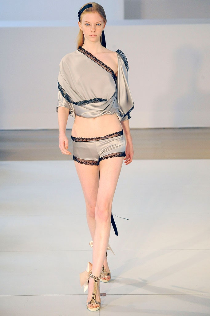 gray silk fitted short shorts