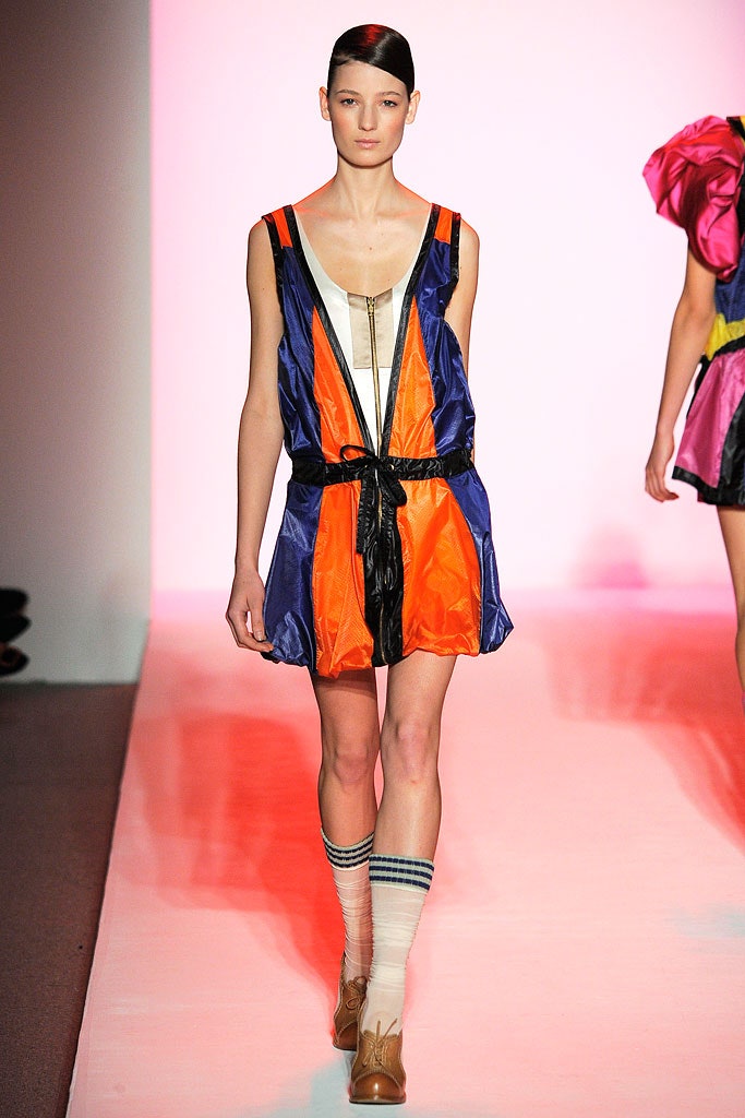 short orange and blue dress