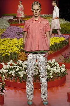 pink relaxed shirt with flared pants