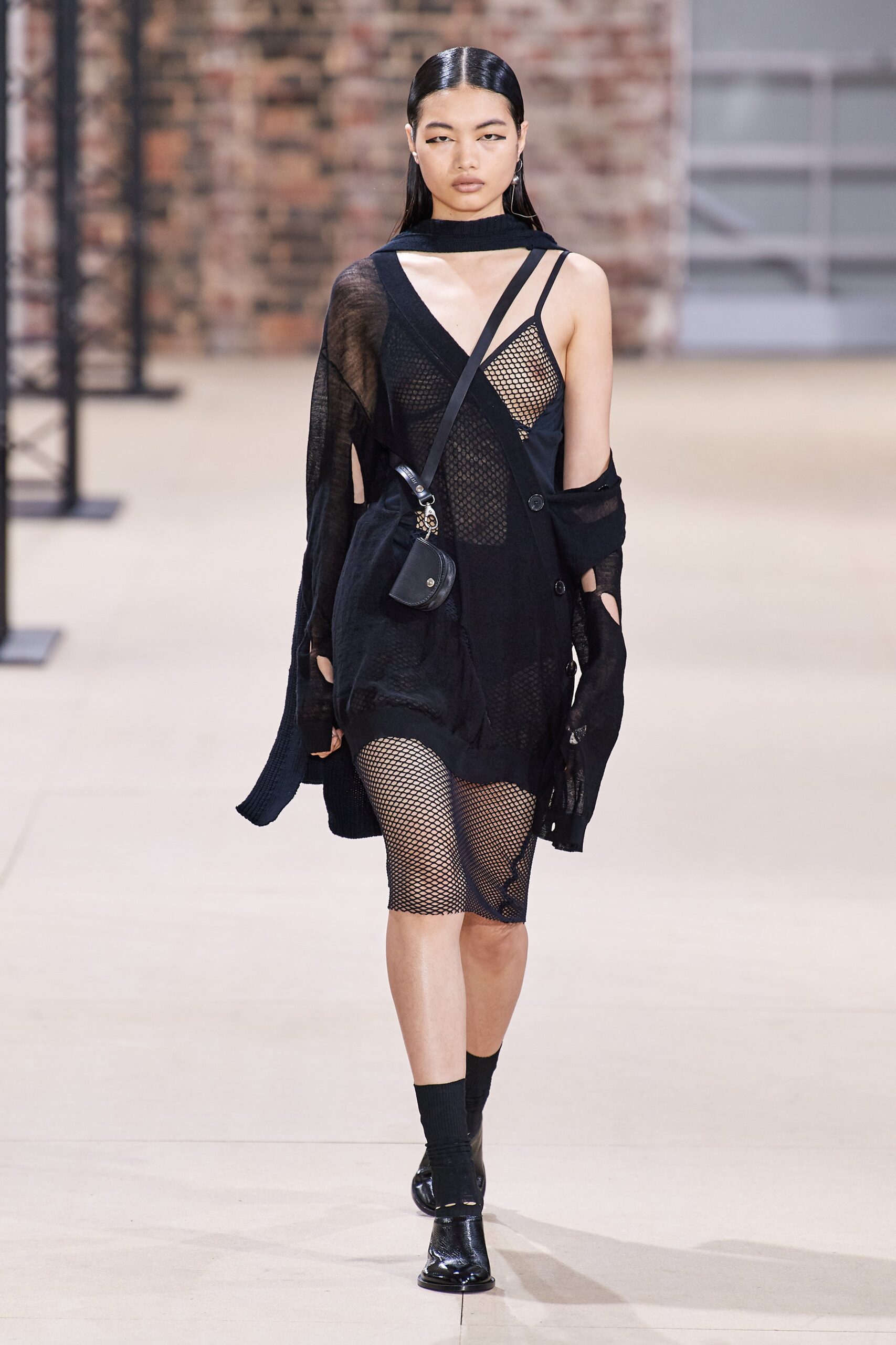 black mesh midi dress with jacket