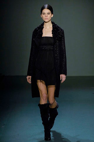 black wool coat and mini dress