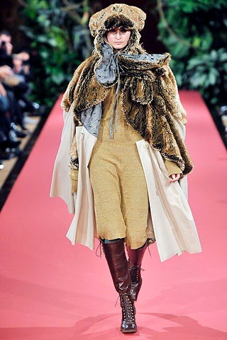 brown fur long-sleeve collared relaxed layered coat