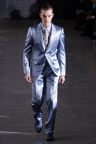 blue silk tailored suit