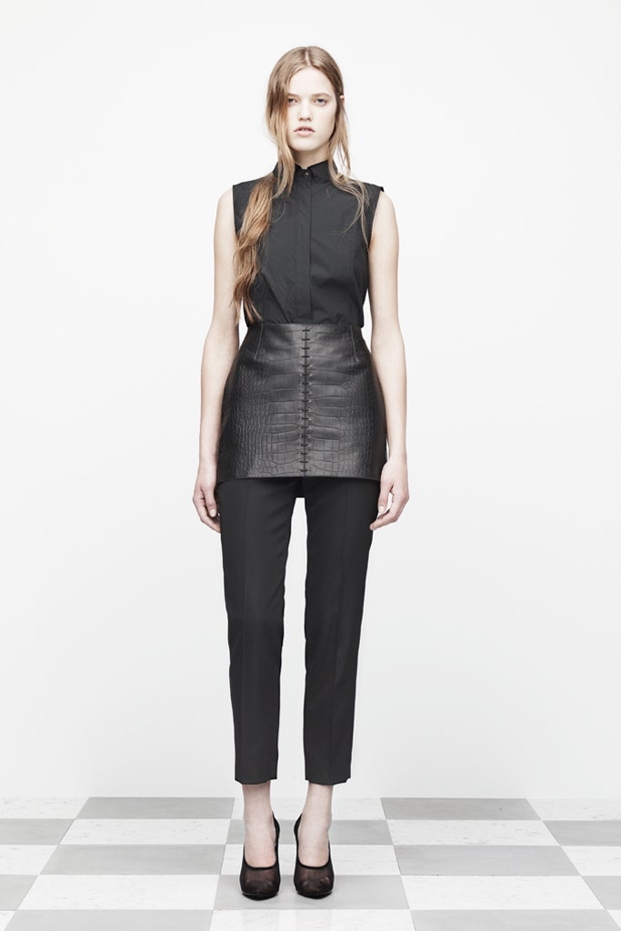 black fitted top and pants