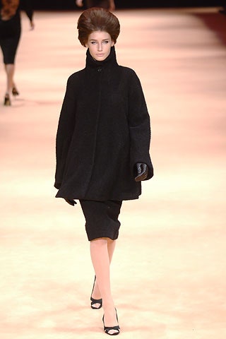 black wool long-sleeve high-neck oversized structured coat