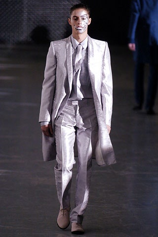 gray silk tailored suit
