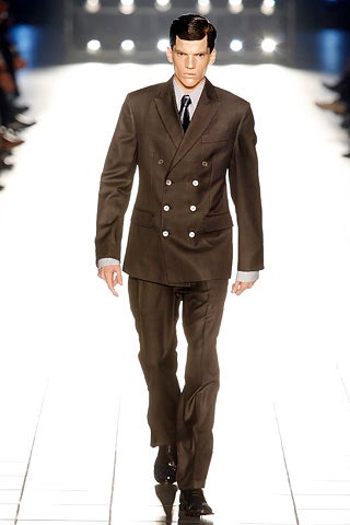 brown tailored double-breasted suit