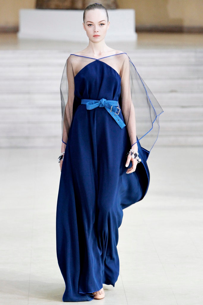 blue silk gown with cape