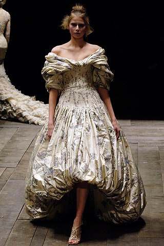 beige silk off-shoulder gown