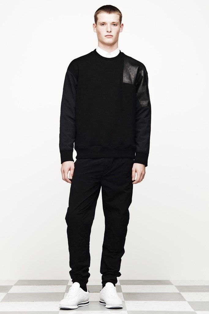 black cotton long-sleeve collared relaxed zippered sweater