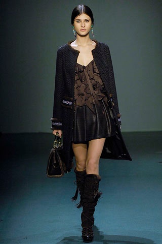 black wool coat with brown silk top