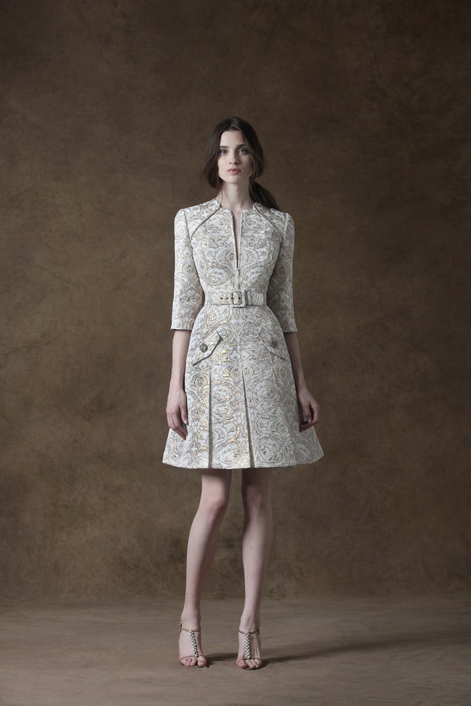 white gold embroidered mini dress