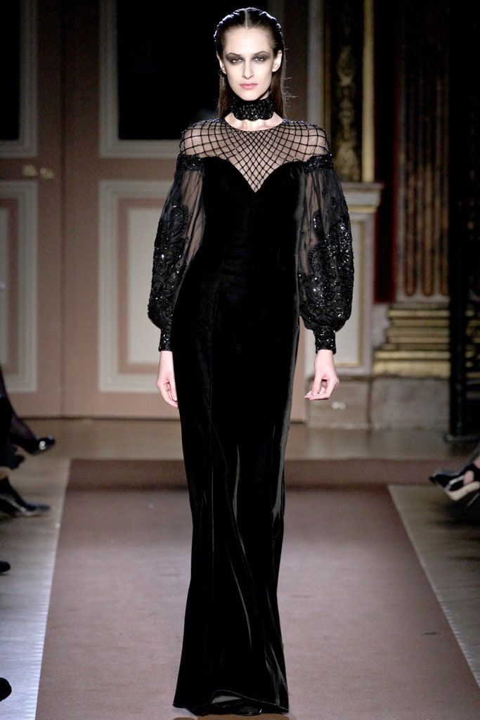 black velvet fitted gown