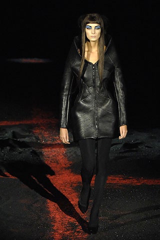 fitted black leather coat