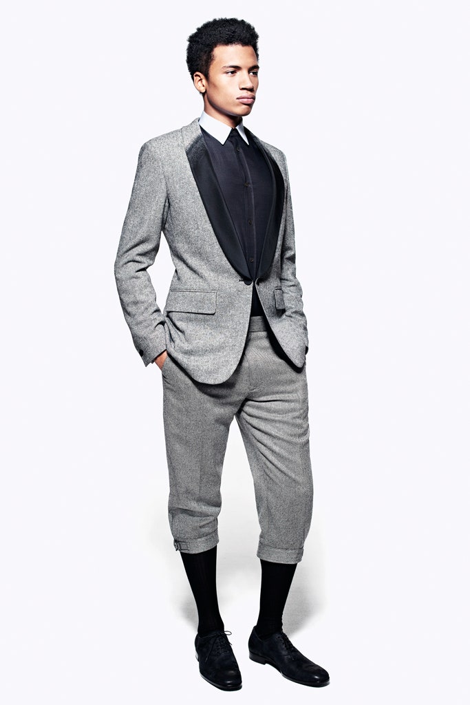 gray wool relaxed cropped pants