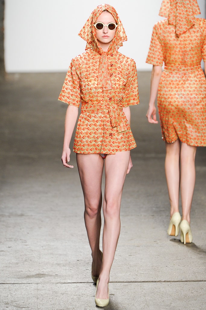 floral orange romper with hood