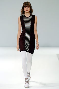 fitted black and white striped dress