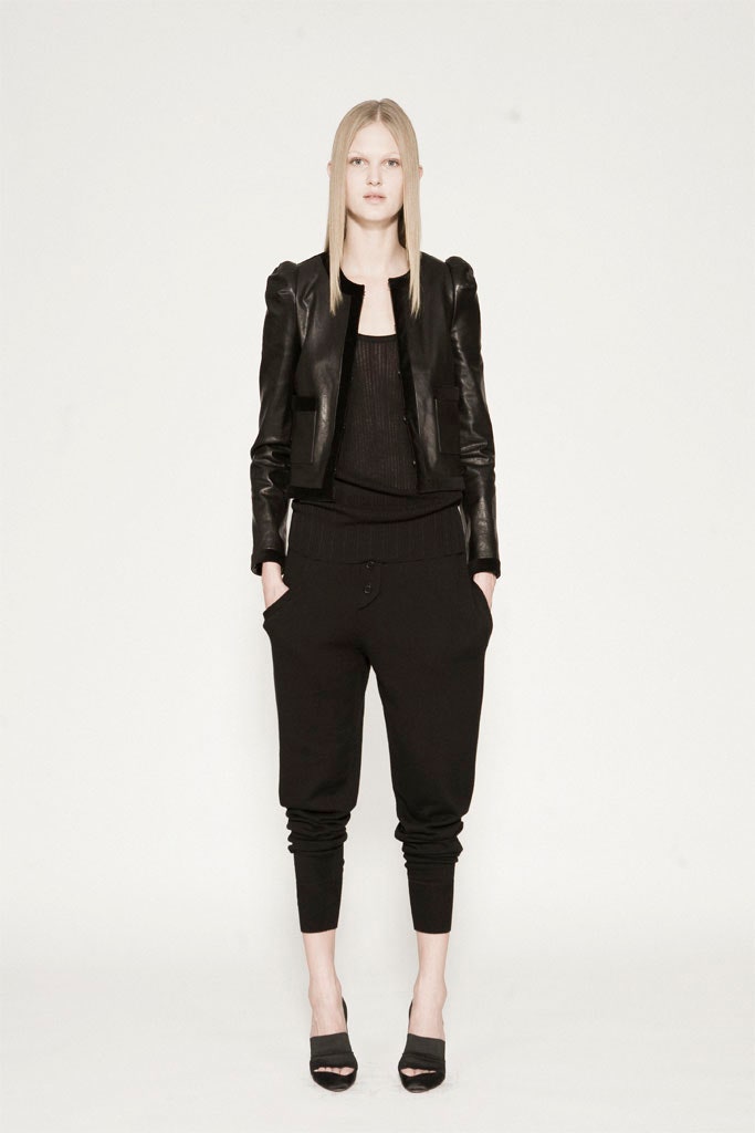 black leather jacket with fitted top