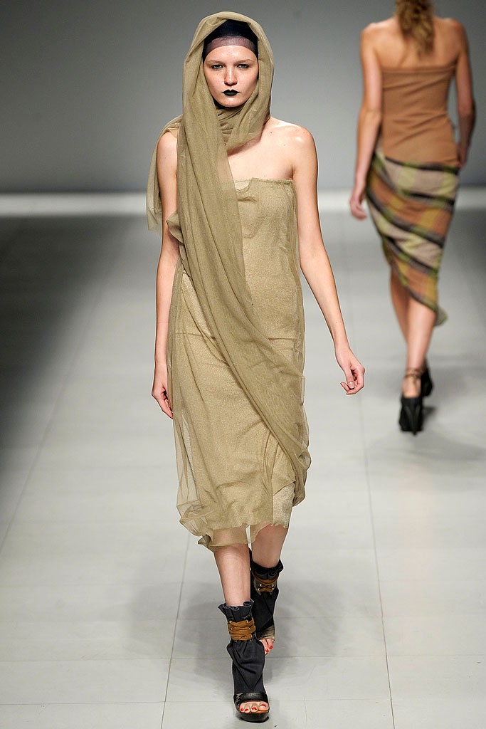 beige chiffon draped dress