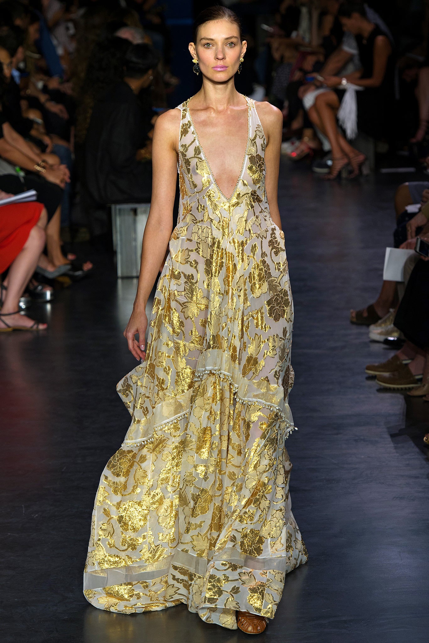 gold and white flowing gown