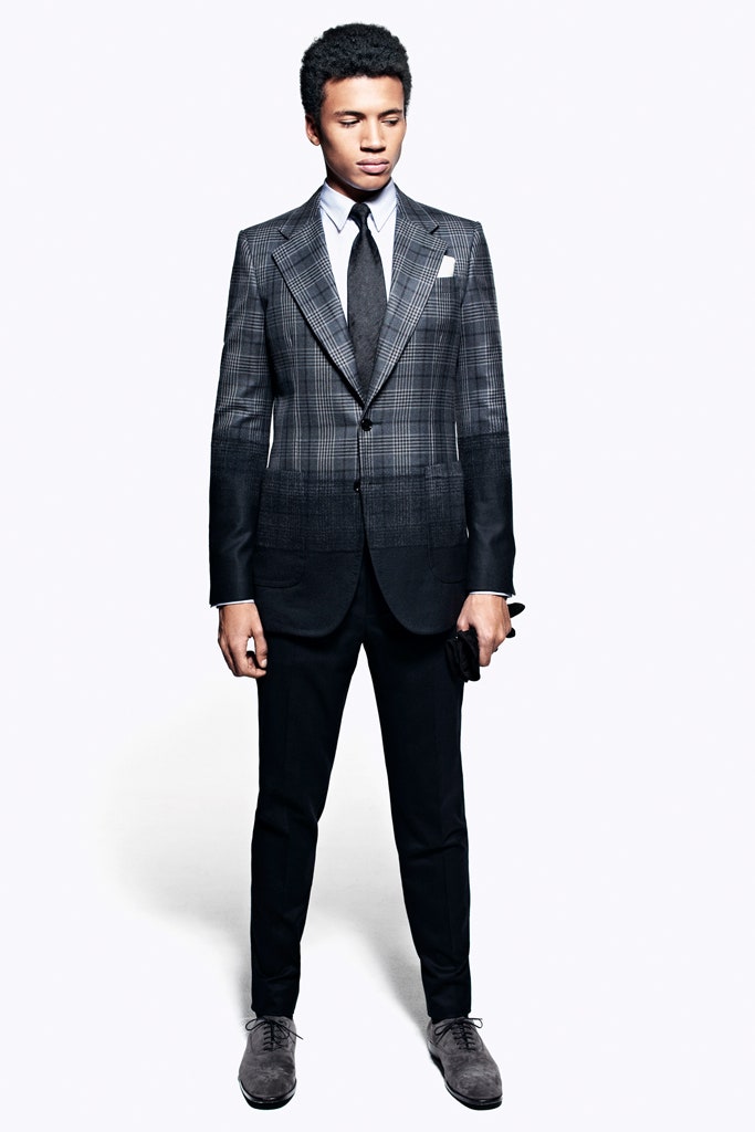 tailored black and gray suit