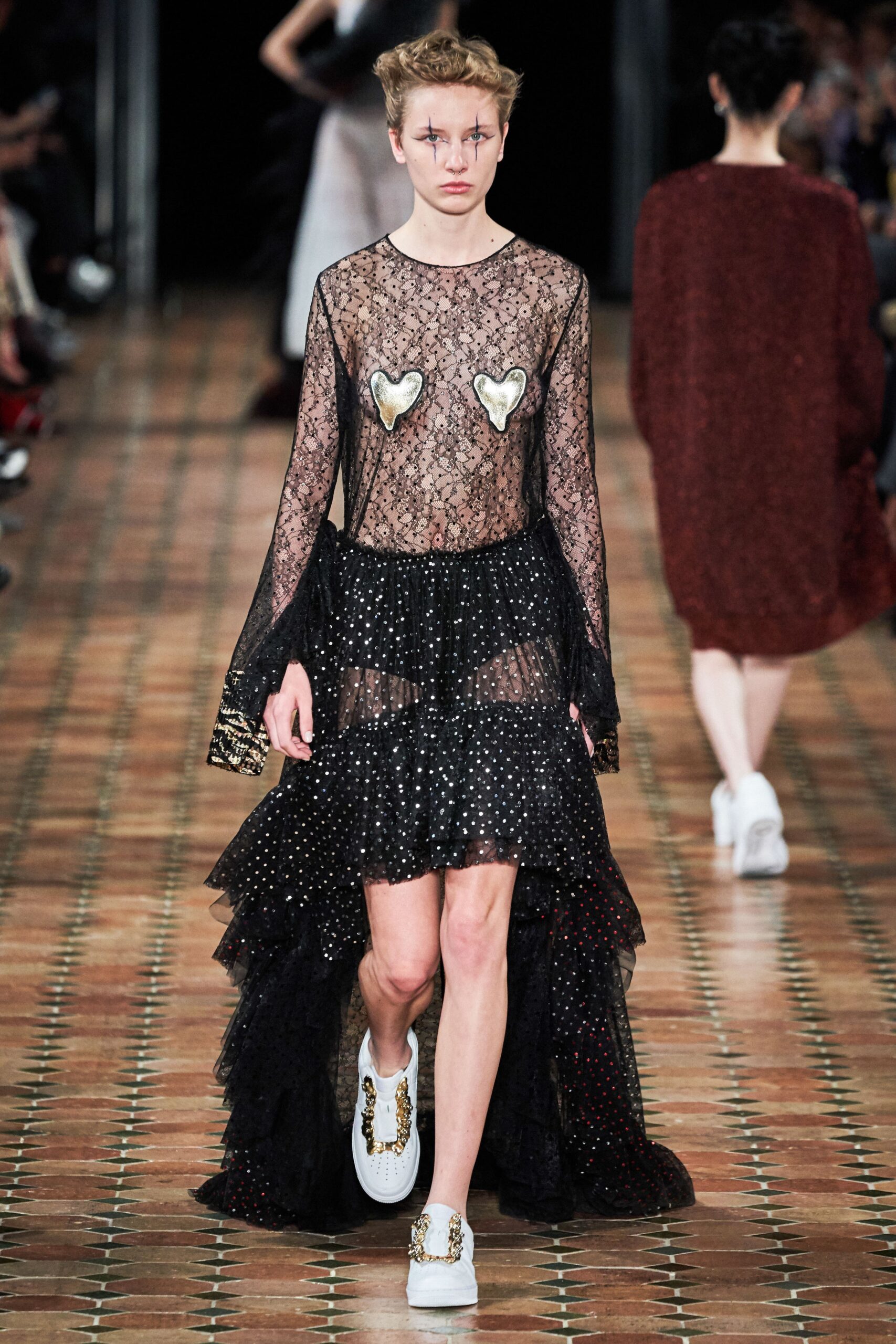 black lace tiered dress