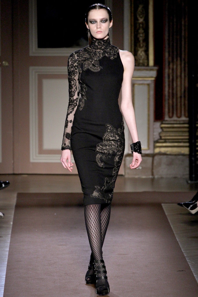 black fitted embroidered dress