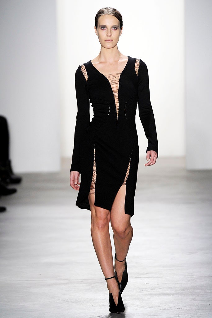 black fitted midi dress