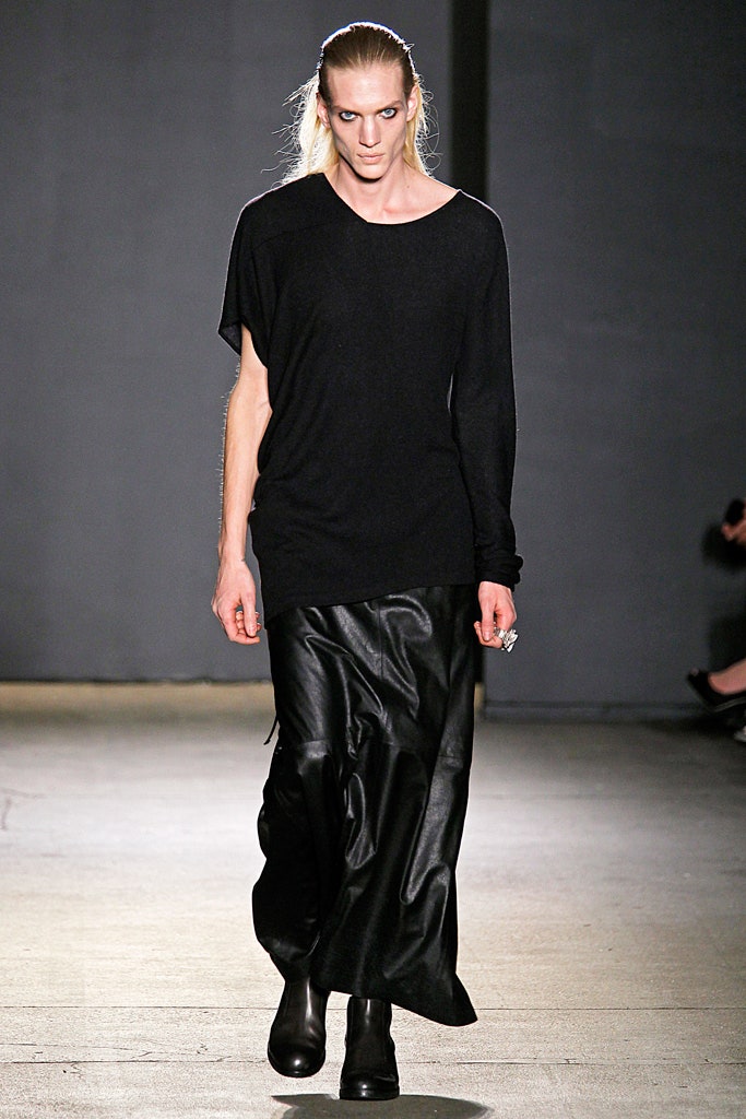 black leather fitted high-waisted straight-leg maxi skirt