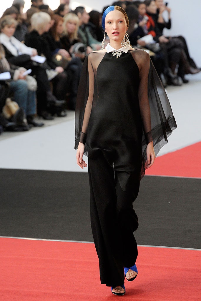 black silk sleeveless high-neck relaxed draped flowing top