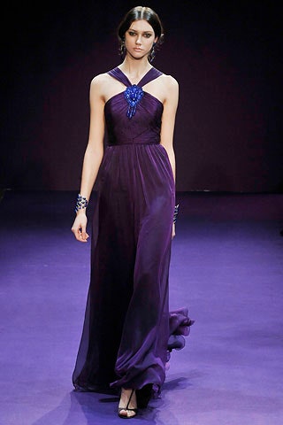 fitted purple silk gown