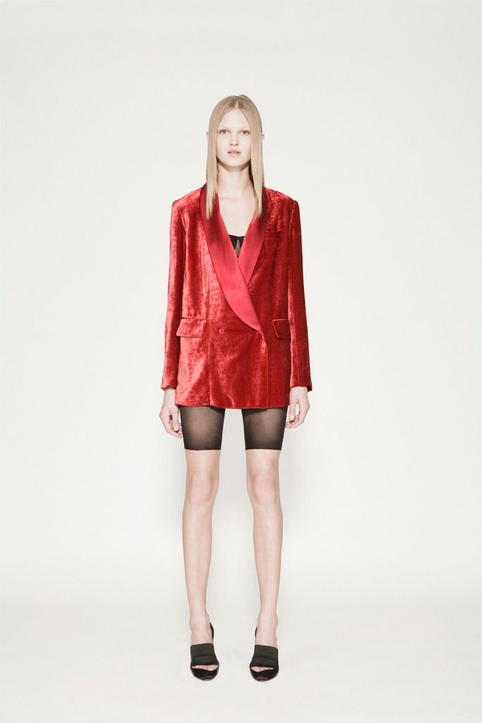red velvet long-sleeve collared fitted buttoned shiny blazer