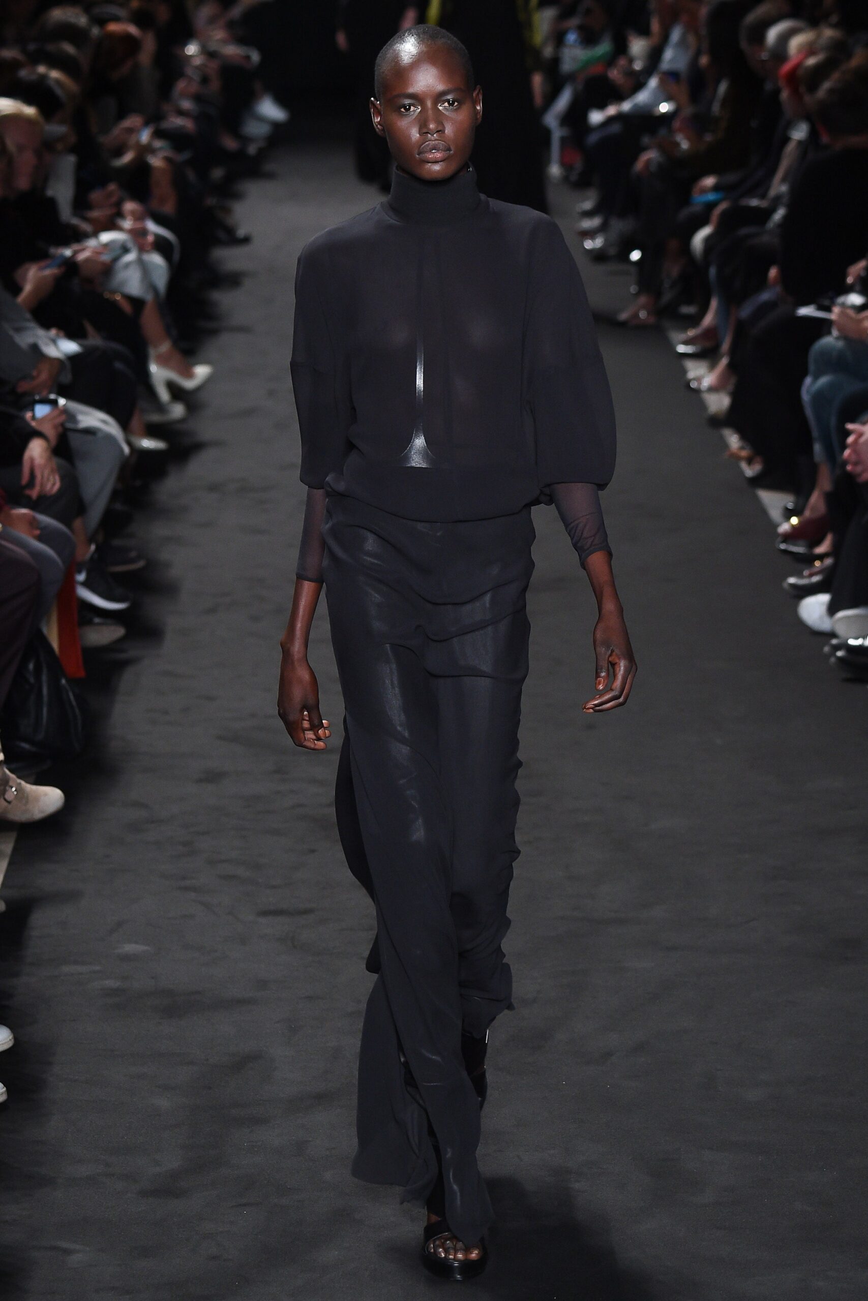 black silk fitted dress