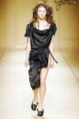 black silk off-shoulder dress
