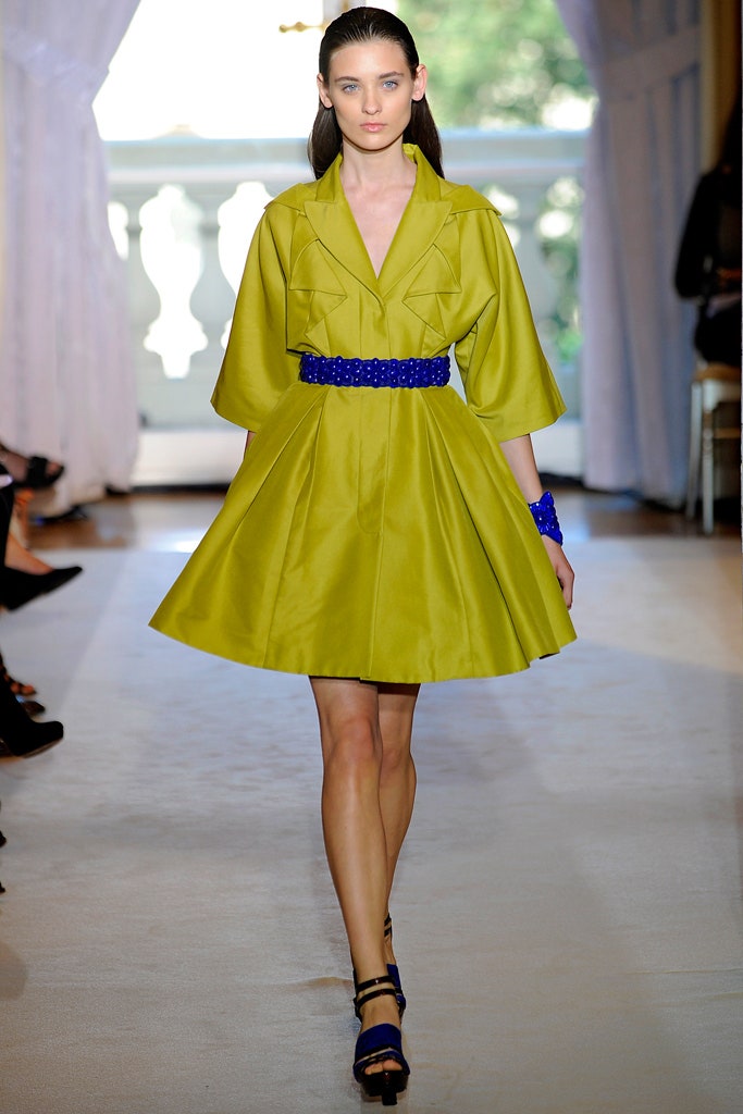 yellow pleated mini dress