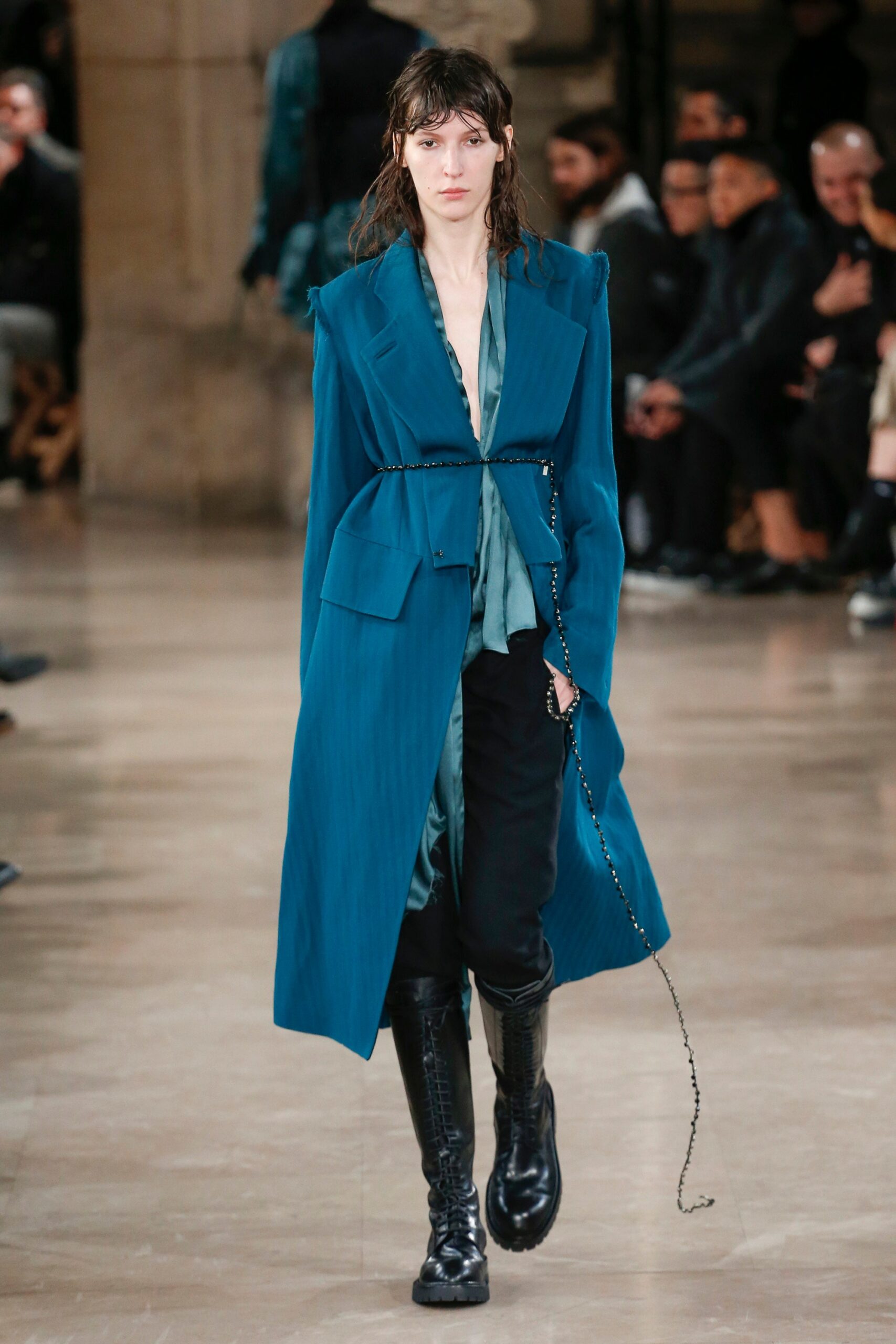 blue coat with green top