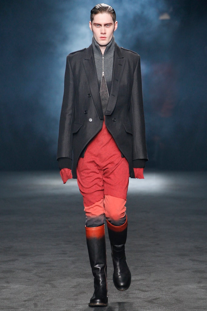 black blazer with red pants