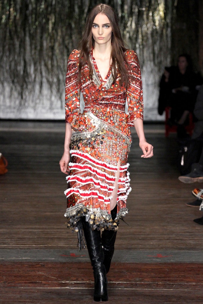 red embellished midi dress with boots